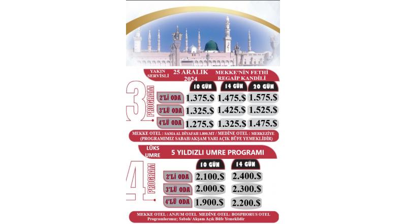 UMRE PROGRAMLARINDA İNDİRİM