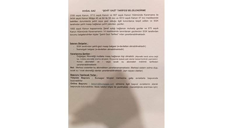 DOĞALGAZ İNDİRİMİ