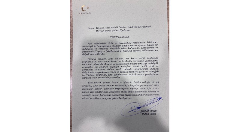 SAYIN VALİMİZİN YENİ YIL MESAJI